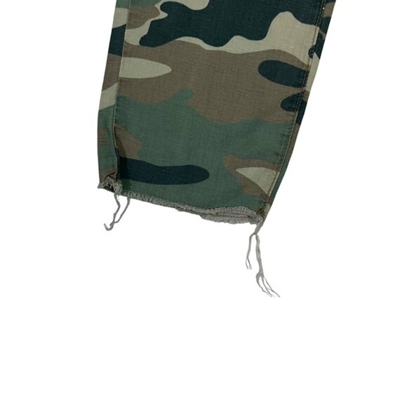 Mother women's pants 24 US 0 green camo print straight leg raw hem jeans - Picture 10 of 11